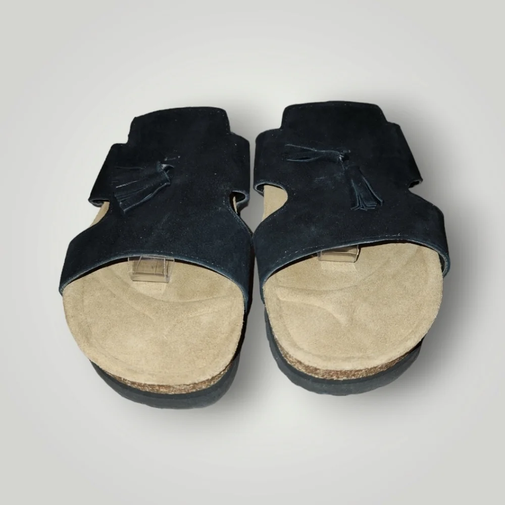 Nicerich Birkenstock black suede slide sandals size 42 8